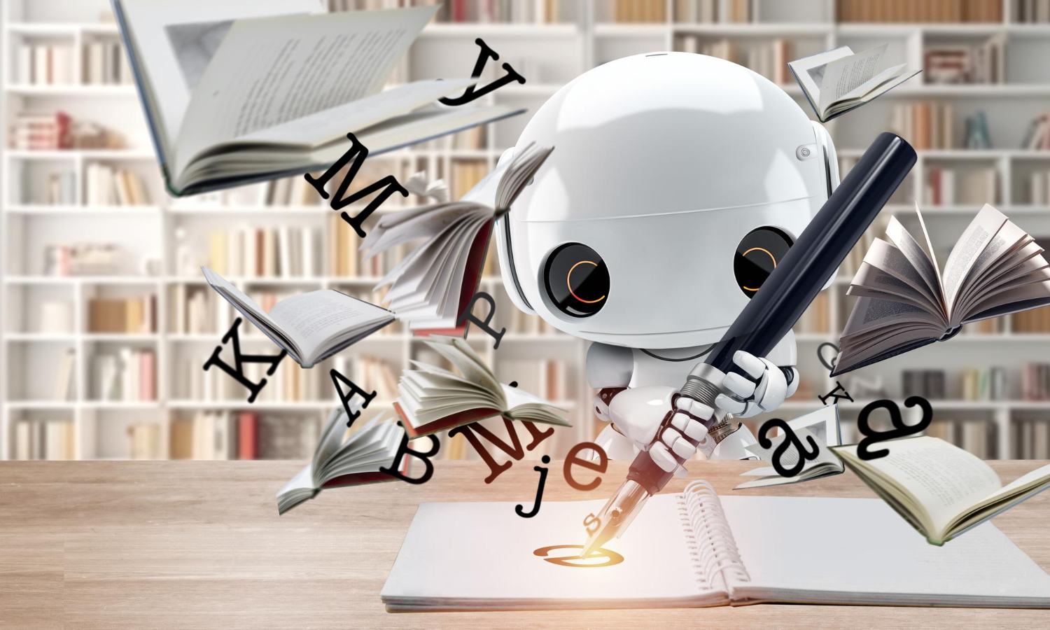 robot escribe en un bloc de notas