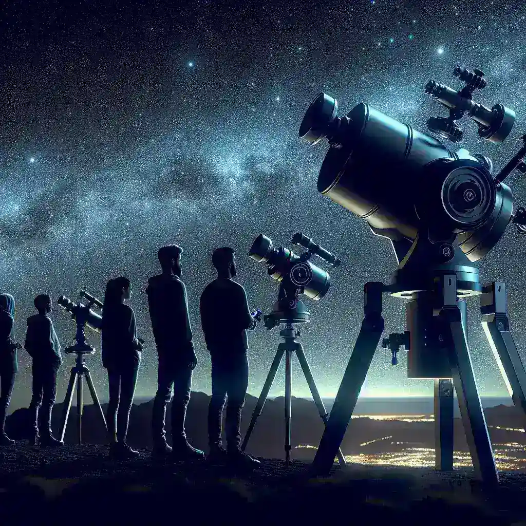 "Investigadores en Canarias utilizando telescopios robóticos para estudio astronómico en un observatorio bajo el cielo estrellado."